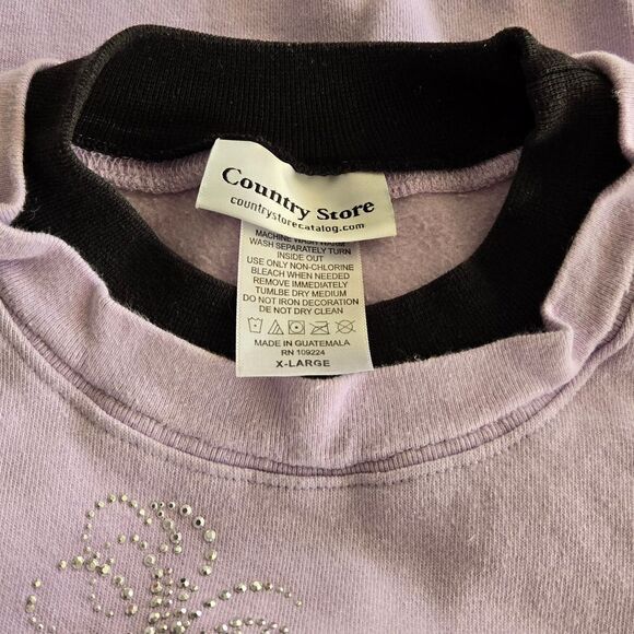 Granny Core Sweatshirt Lavender Purple Floral Sequin Embroidered Women’s XL - Picture 4 of 6